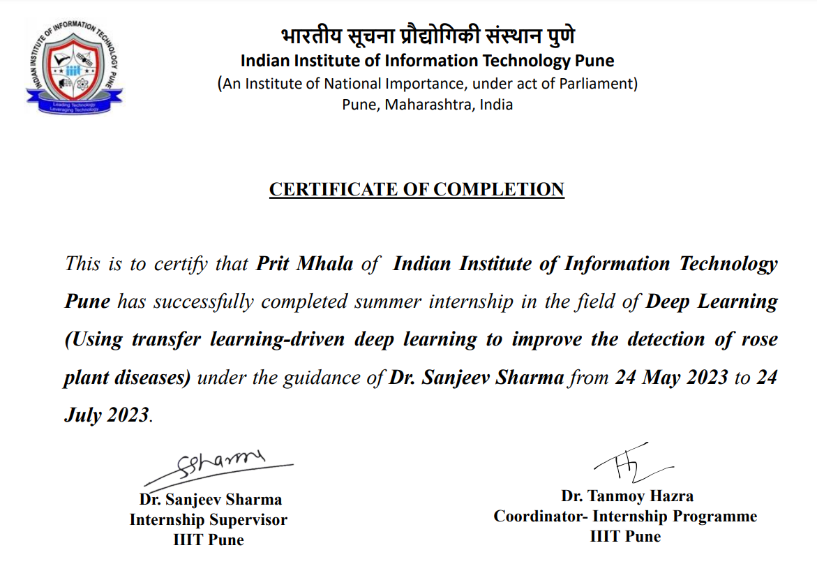 IIIT-Pune Certificate